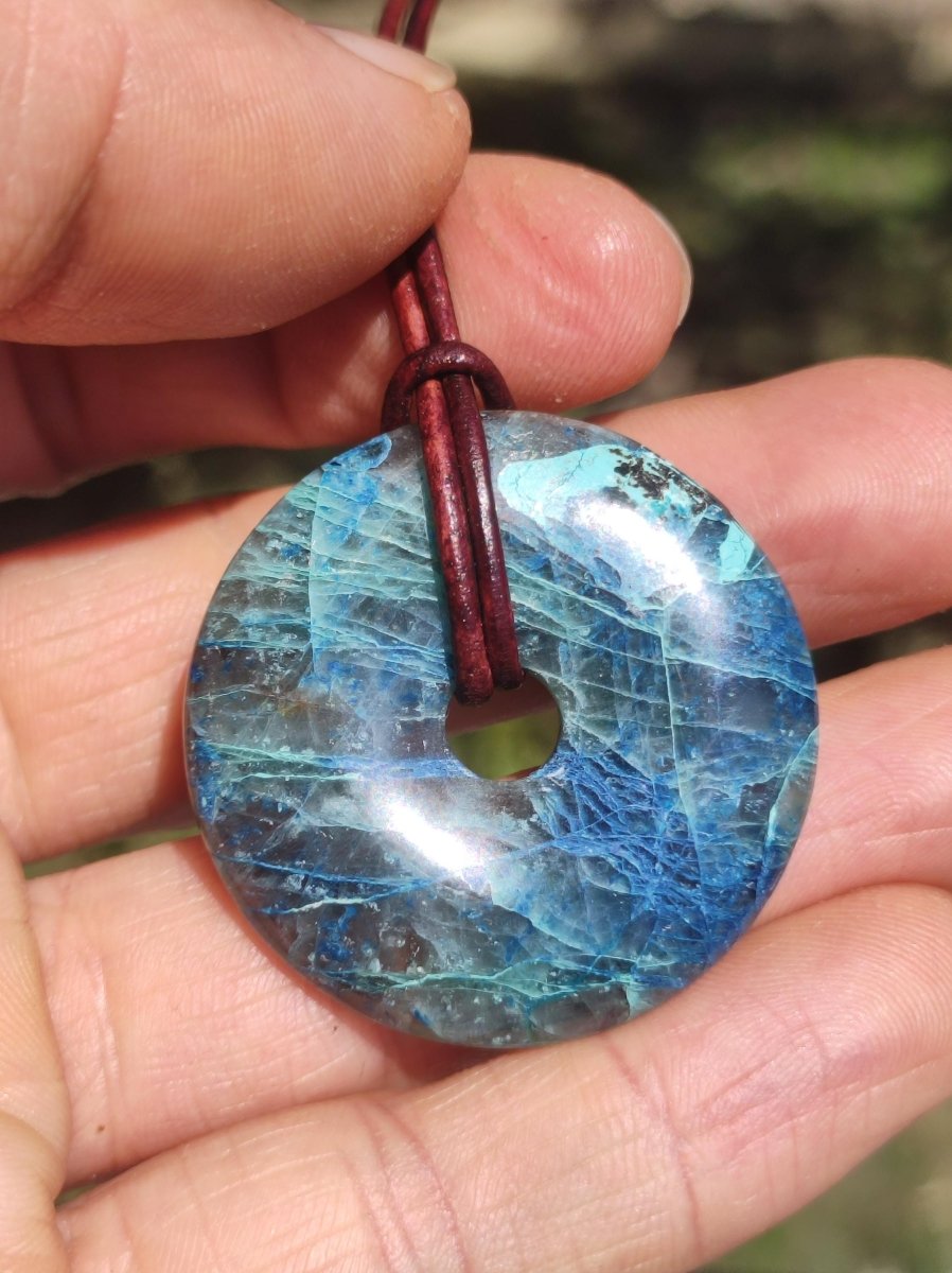 Shattuckit - Chrysocoll Donut Edelstein Kette Heilstein Schutzsymbol Mann Frau Glück HIPPIE GOA Boho Ethno Natur Rarität Geschenk Er Sie - Art of Nature Berlin