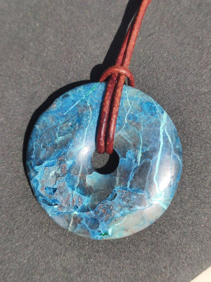 Shattuckit - Chrysocoll Donut Edelstein Kette Heilstein Schutzsymbol Mann Frau Glück HIPPIE GOA Boho Ethno Natur Rarität Geschenk Er Sie - Art of Nature Berlin