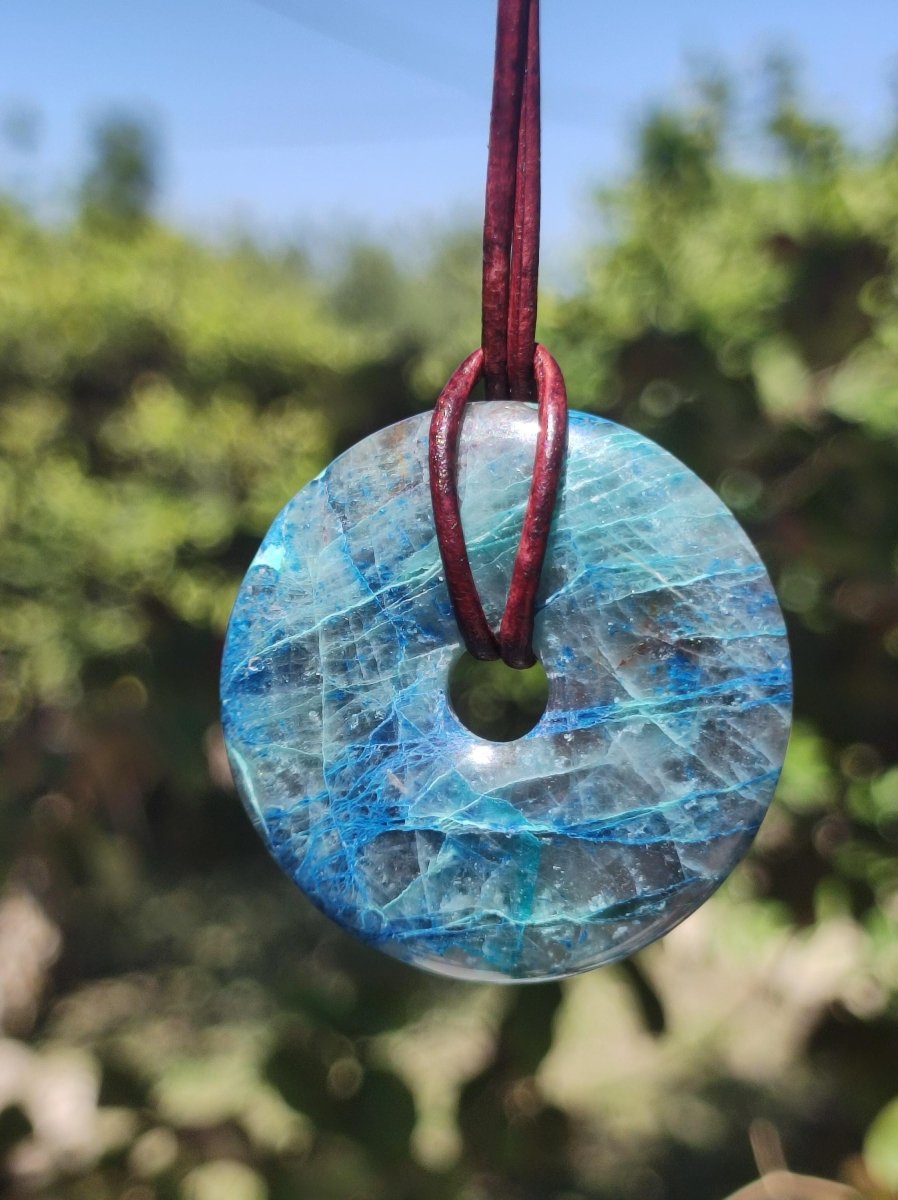 Shattuckit - Chrysocoll Donut Edelstein Kette Heilstein Schutzsymbol Mann Frau Glück HIPPIE GOA Boho Ethno Natur Rarität Geschenk Er Sie - Art of Nature Berlin
