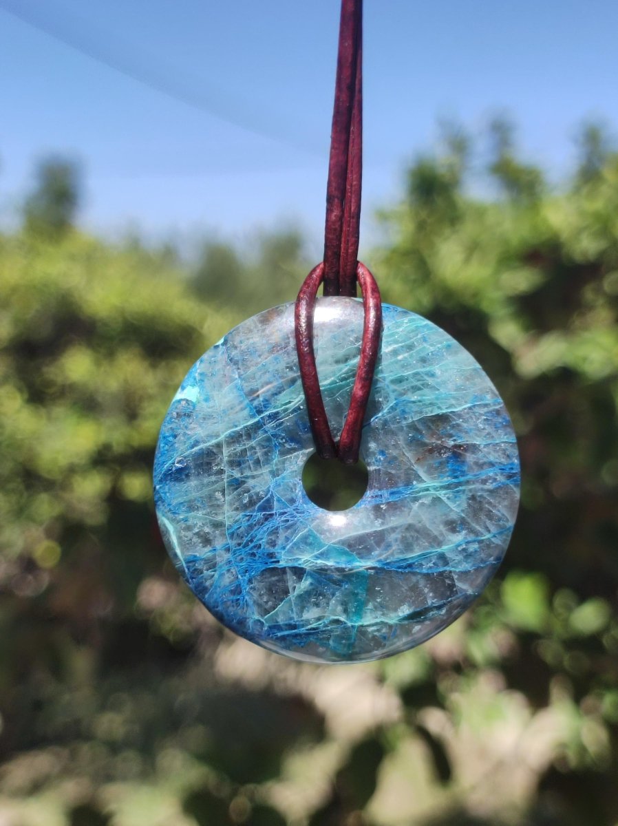 Shattuckit - Chrysocoll Donut Edelstein Kette Heilstein Schutzsymbol Mann Frau Glück HIPPIE GOA Boho Ethno Natur Rarität Geschenk Er Sie - Art of Nature Berlin