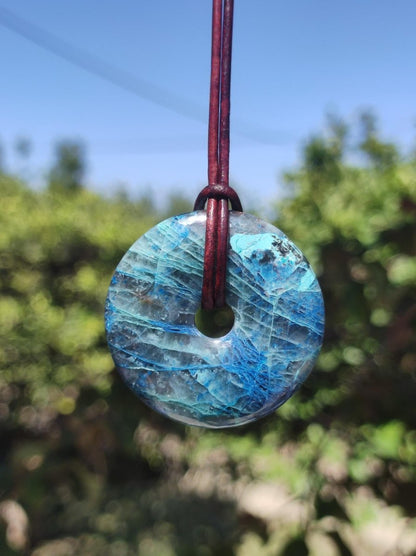 Shattuckit - Chrysocoll Donut Edelstein Kette Heilstein Schutzsymbol Mann Frau Glück HIPPIE GOA Boho Ethno Natur Rarität Geschenk Er Sie - Art of Nature Berlin