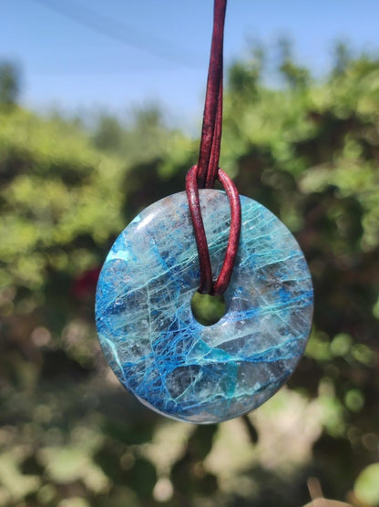 Shattuckit - Chrysocoll Donut Edelstein Kette Heilstein Schutzsymbol Mann Frau Glück HIPPIE GOA Boho Ethno Natur Rarität Geschenk Er Sie - Art of Nature Berlin
