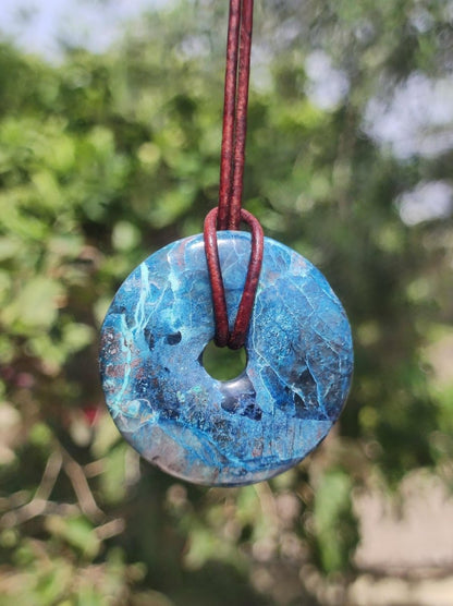 Shattuckit - Chrysocoll Donut Edelstein Kette Heilstein Schutzsymbol Mann Frau Glück HIPPIE GOA Boho Ethno Natur Rarität Geschenk Er Sie - Art of Nature Berlin