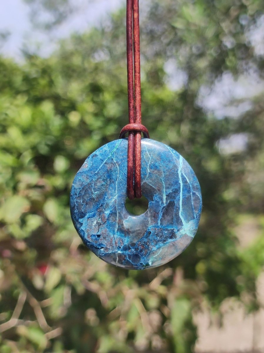 Shattuckit - Chrysocoll Donut Edelstein Kette Heilstein Schutzsymbol Mann Frau Glück HIPPIE GOA Boho Ethno Natur Rarität Geschenk Er Sie - Art of Nature Berlin