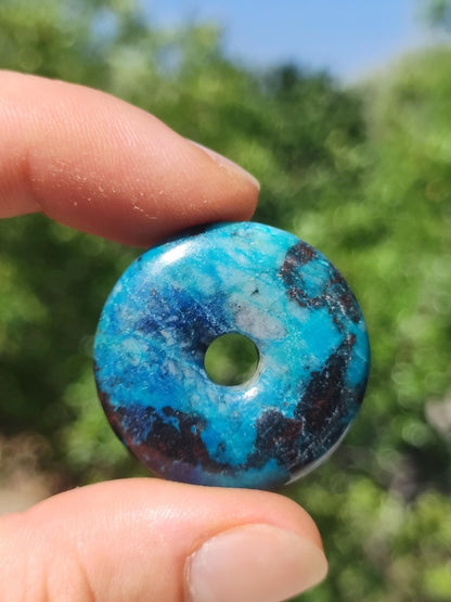 Shattuckit - Chrysocoll Donut Edelstein Kette Heilstein Schutzsymbol Mann Frau Glück HIPPIE GOA Boho Tibet Ethno Natur Rarität Geschenk - Art of Nature Berlin