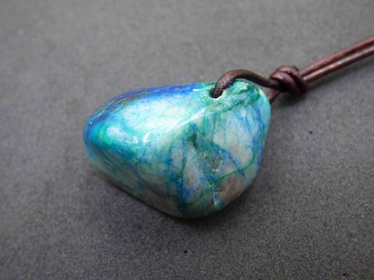Shattuckit - Chrysocoll Edelstein Kette Heilstein Schutz Energie Geschenk Mann Frau Glück GOA Boho Tibet Ethno Natur Rarität Er Sie Vater - Art of Nature Berlin