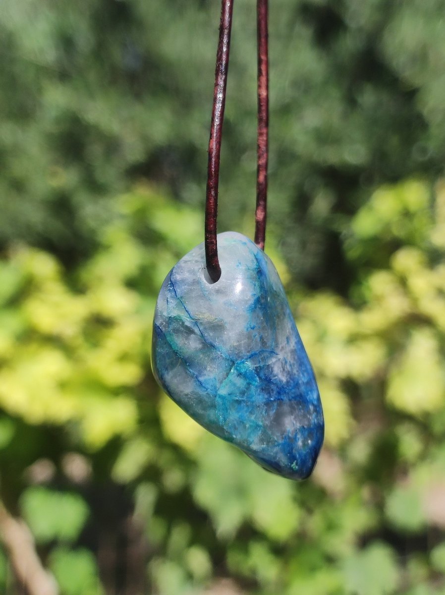 Shattuckit - Chrysocoll Edelstein Kette Heilstein Schutz Energie Geschenk Mann Frau Glück GOA Boho Tibet Ethno Natur Rarität Er Sie Vater - Art of Nature Berlin