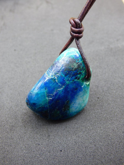 Shattuckit - Chrysocoll Edelstein Kette Heilstein Schutz Energie Geschenk Mann Frau Glück GOA Boho Tibet Ethno Natur Rarität Er Sie Vater - Art of Nature Berlin