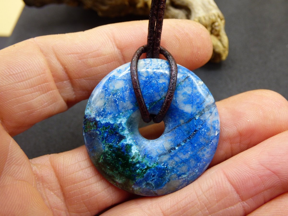 Shattuckit - Chrysocoll ~ Edelstein Kette ~HIPPIE ~GOA ~Boho ~Tibet ~Ethno ~Nature ~Donut ~Schutzsymbol ~Heilstein *Unikat* - Art of Nature Berlin