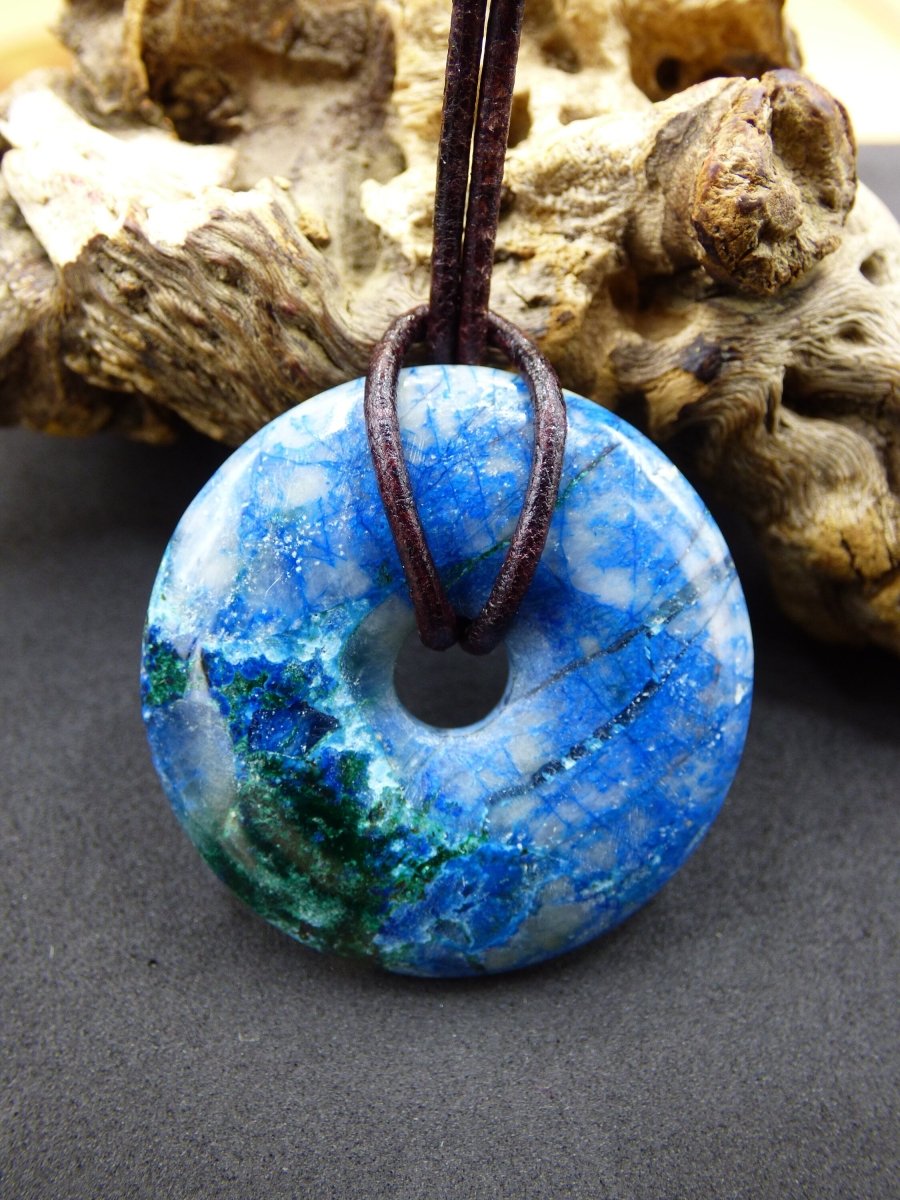 Shattuckit - Chrysocoll ~ Edelstein Kette ~HIPPIE ~GOA ~Boho ~Tibet ~Ethno ~Nature ~Donut ~Schutzsymbol ~Heilstein *Unikat* - Art of Nature Berlin