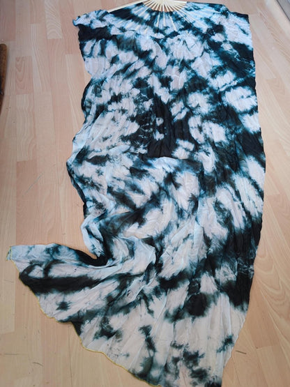 Silk Fan ~ Schwarz Weiß Black Fairy Fächer Seide Tanzen Kostüm Performance Musik Festival Party Schwarzlicht Sommer GOA Hippie Flow Geschenk - Art of Nature Berlin