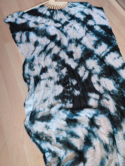 Silk Fan ~ Schwarz Weiß Black Fairy Fächer Seide Tanzen Kostüm Performance Musik Festival Party Schwarzlicht Sommer GOA Hippie Flow Geschenk - Art of Nature Berlin