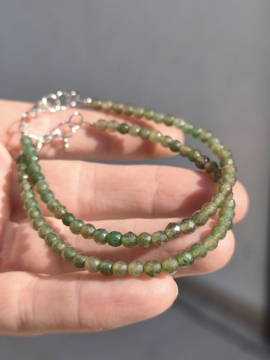 Smaragd 4mm facettiert - Edelstein Armband grün 925 Natürlich echt Heilstein Energie Echt Rarität Schmuck Frau Mann Er Sie Mutter Geschenk - Art of Nature Berlin