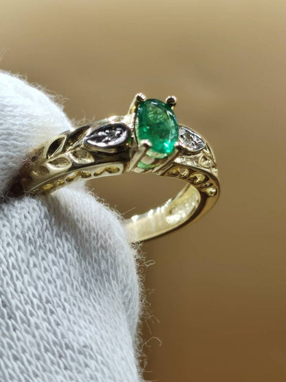 Smaragd Brillanten Diamant 333 Gold Ring Größe 18 (56