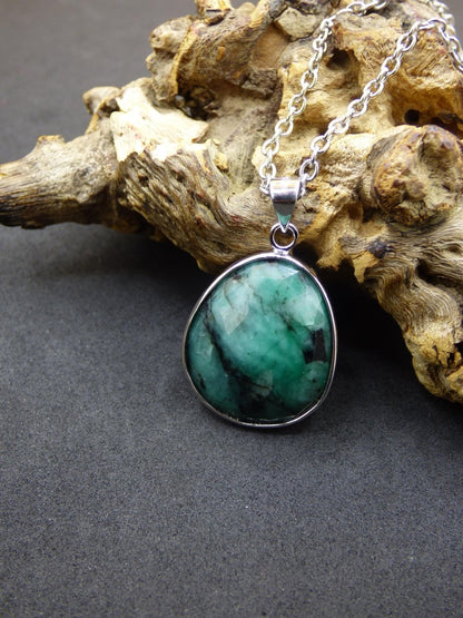 Smaragd / Emerald AAA Edelstein Kette 925 Sterling Silber - Edler Frauen Schmuck Filigran Hochzeitstag Geburtstag Geschenk Heilstein Rarität - Art of Nature Berlin