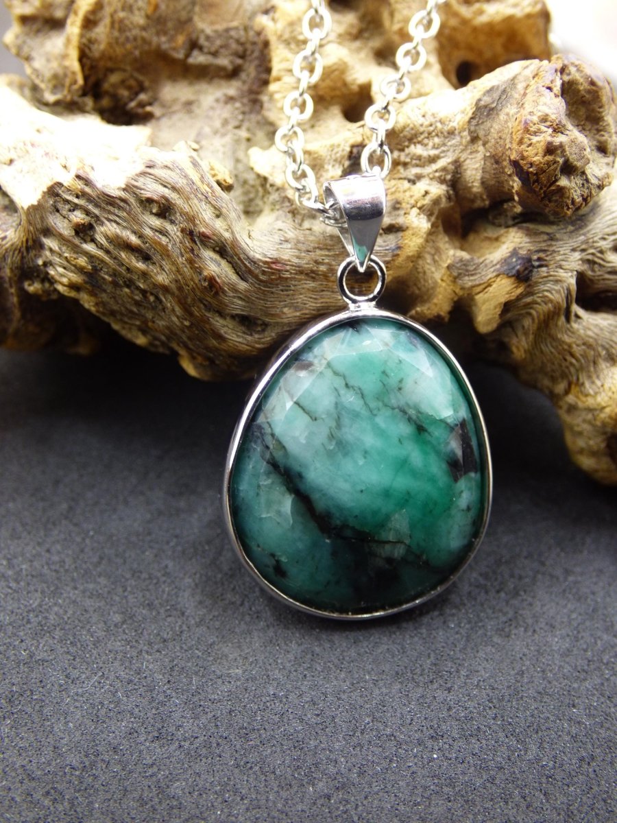 Smaragd / Emerald AAA Edelstein Kette 925 Sterling Silber - Edler Frauen Schmuck Filigran Hochzeitstag Geburtstag Geschenk Heilstein Rarität - Art of Nature Berlin