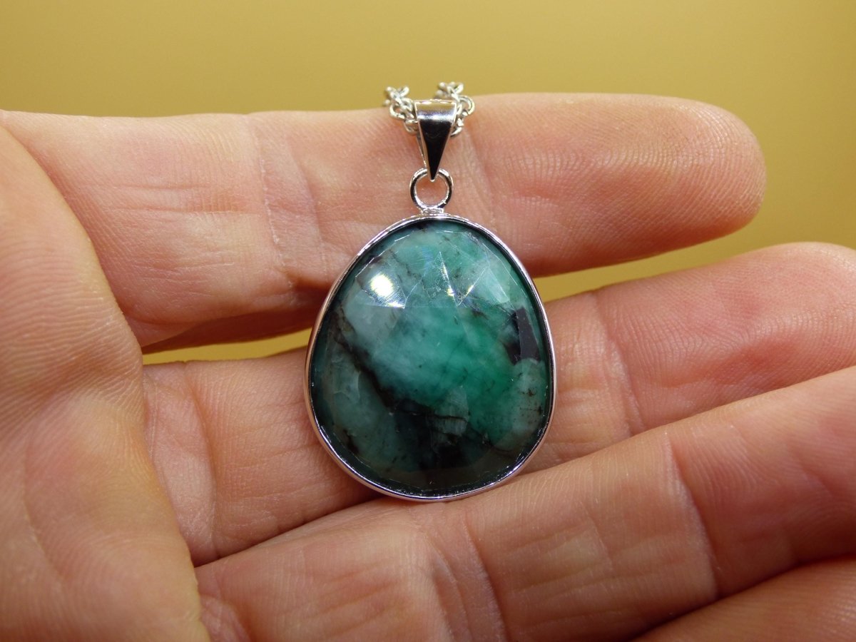 Smaragd / Emerald AAA Edelstein Kette 925 Sterling Silber - Edler Frauen Schmuck Filigran Hochzeitstag Geburtstag Geschenk Heilstein Rarität - Art of Nature Berlin