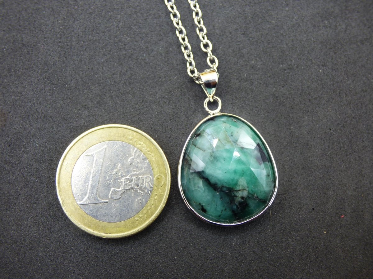 Smaragd / Emerald AAA Edelstein Kette 925 Sterling Silber - Edler Frauen Schmuck Filigran Hochzeitstag Geburtstag Geschenk Heilstein Rarität - Art of Nature Berlin