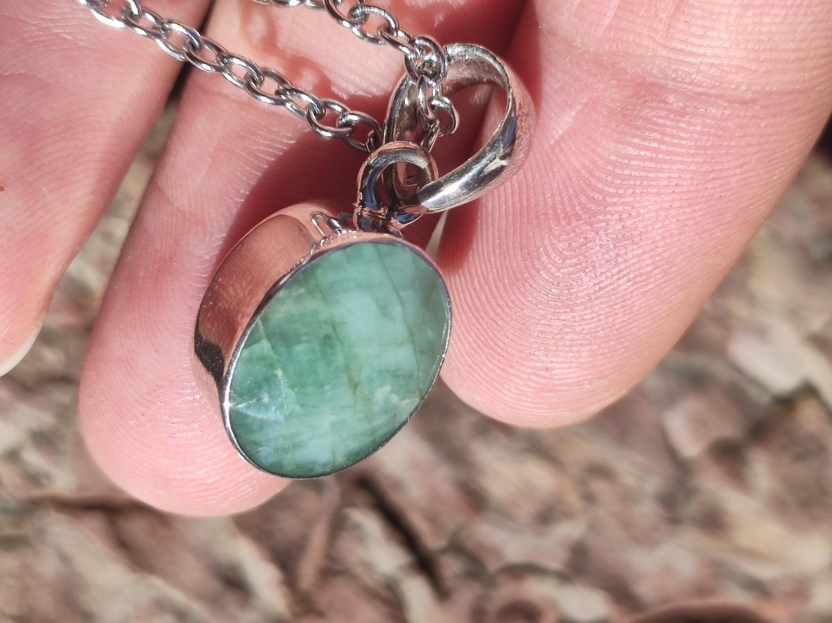 Smaragd / Emerald AAA Edelstein Kette 925 Sterling Silber - Edler Frauen Schmuck Filigran Hochzeitstag Geburtstag Geschenk Heilstein Rarität - Art of Nature Berlin