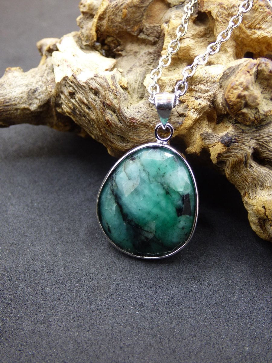 Smaragd / Emerald AAA Edelstein Kette 925 Sterling Silber - Edler Frauen Schmuck Filigran Hochzeitstag Geburtstag Geschenk Heilstein Rarität - Art of Nature Berlin