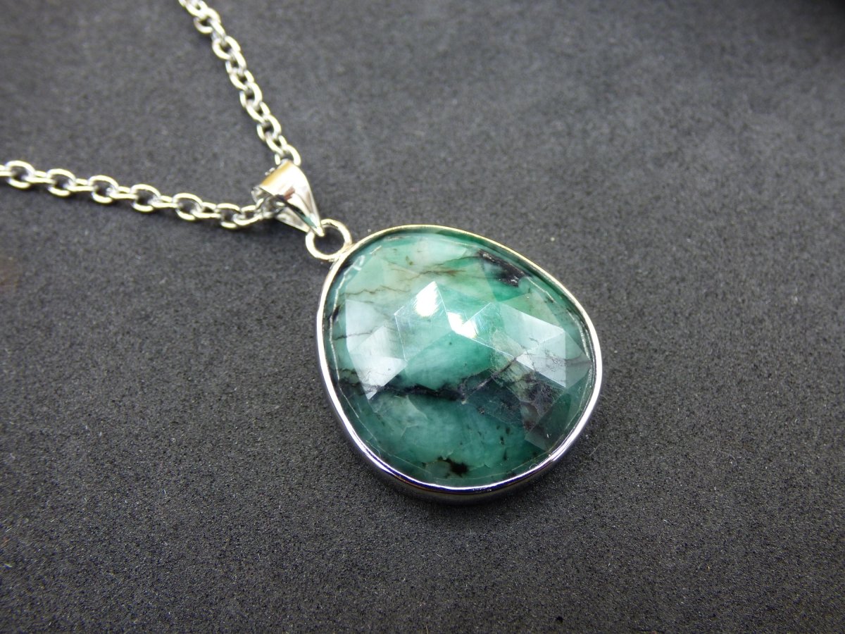 Smaragd / Emerald AAA Edelstein Kette 925 Sterling Silber - Edler Frauen Schmuck Filigran Hochzeitstag Geburtstag Geschenk Heilstein Rarität - Art of Nature Berlin