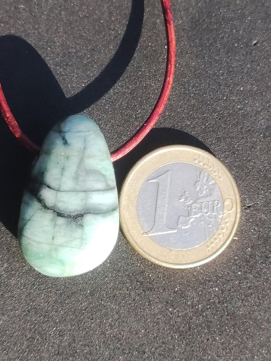 Smaragd / Emerald Edelstein Kette grün schwarz Natur HIPPIE GOA Boho Ethno Heilstein Kristalle Schmuck Anhänger Mann Frau Geschenk Er Sie - Art of Nature Berlin