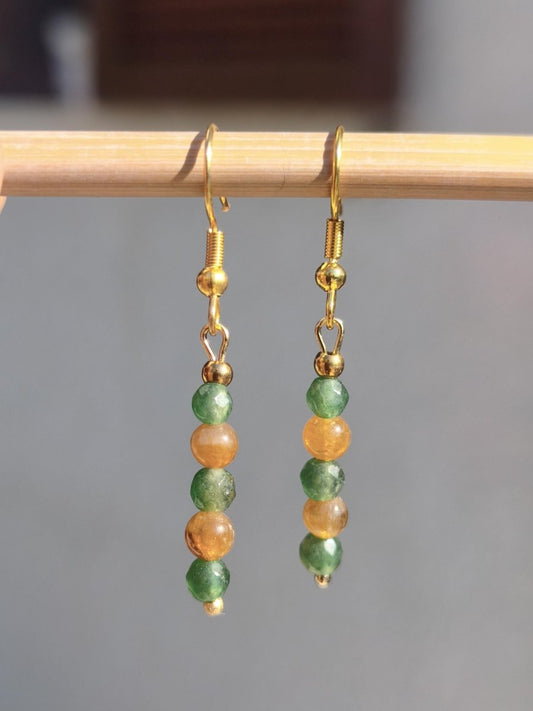 Smaragd grün + Turmalin gelb Ohrringe Edelstein Perlen (Unikat) Frau Mutter Tochter Sie Freundin Geschenk Natur Heilstein Ohrhänger Rarität - Art of Nature Berlin
