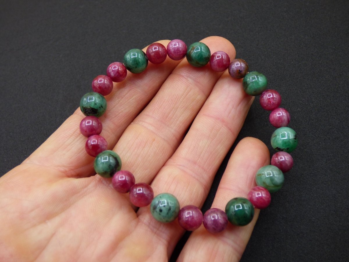 Smaragd & Rubin - Edelstein Armband grün rot Hippie Boho Natur Heilstein Geschenk Weihnachten Er Sie Mann Frau Freund Rarität Energie Kraft - Art of Nature Berlin