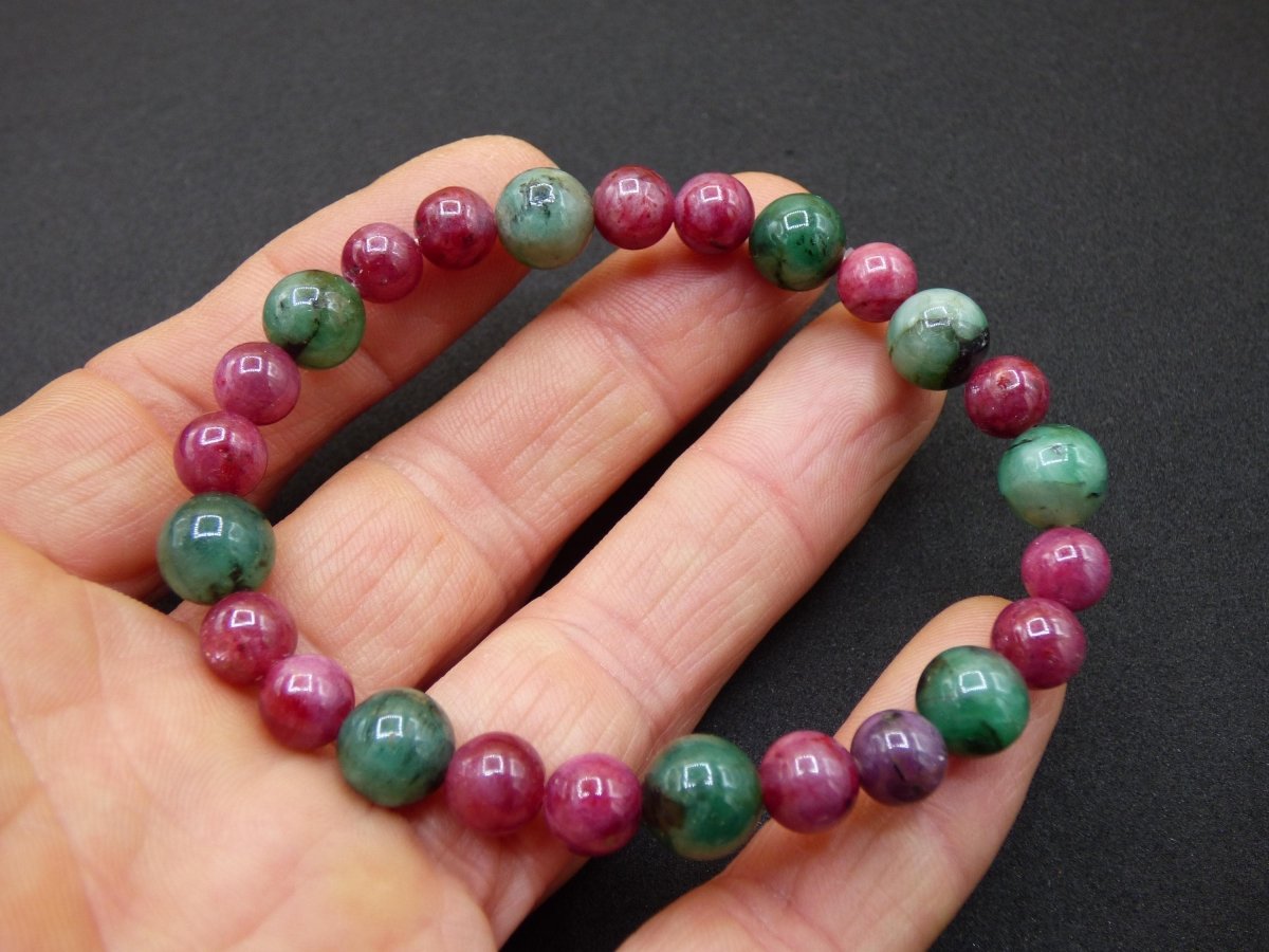 Smaragd & Rubin - Edelstein Armband grün rot Hippie Boho Natur Heilstein Geschenk Weihnachten Er Sie Mann Frau Freund Rarität Energie Kraft - Art of Nature Berlin