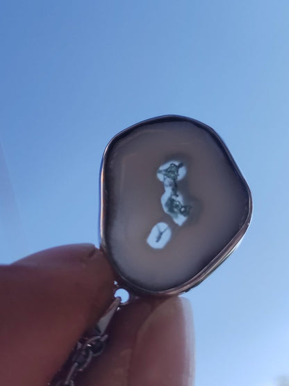 Solar Moos Quarz - 925 Sterling Silber Edelstein Kette Natur weiß Schutz Rarität Heilstein Kristall Mann Frau Er Sie Geschenk Freund Bruder - Art of Nature Berlin