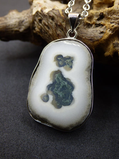 Solar Moos Quarz - 925 Sterling Silber Edelstein Kette Natur weiß Schutz Rarität Heilstein Kristall Mann Frau Er Sie Geschenk Freund Bruder - Art of Nature Berlin