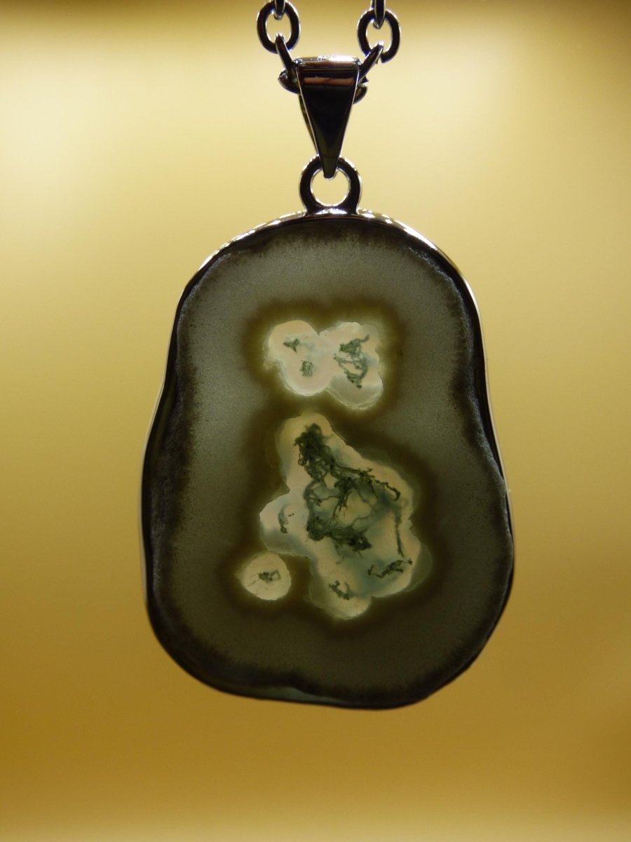 Solar Moos Quarz - 925 Sterling Silber Edelstein Kette Natur weiß Schutz Rarität Heilstein Kristall Mann Frau Er Sie Geschenk Freund Bruder - Art of Nature Berlin