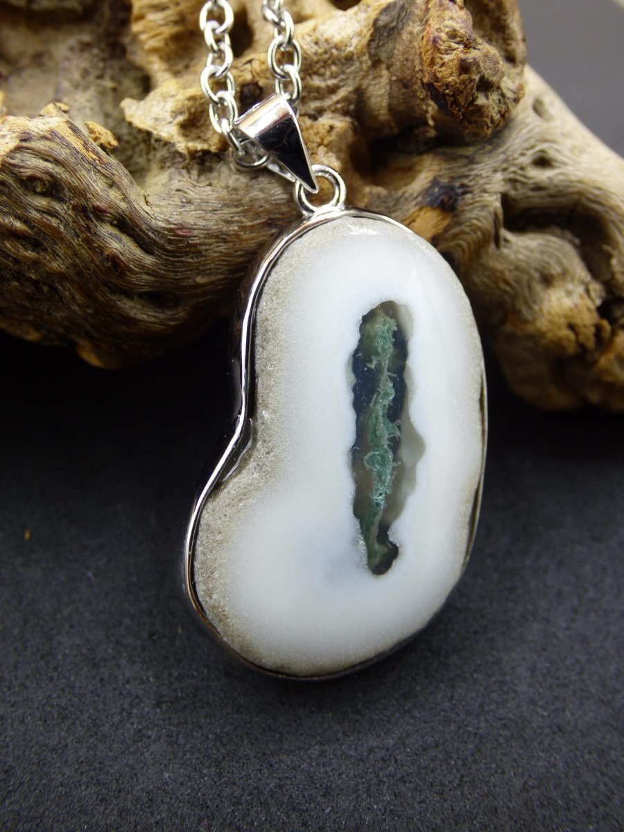 Solar Moos Quarz - 925 Sterling Silber Edelstein Kette Natur weiß Schutz Rarität Heilstein Kristall Mann Frau Er Sie Geschenk Freund Bruder - Art of Nature Berlin