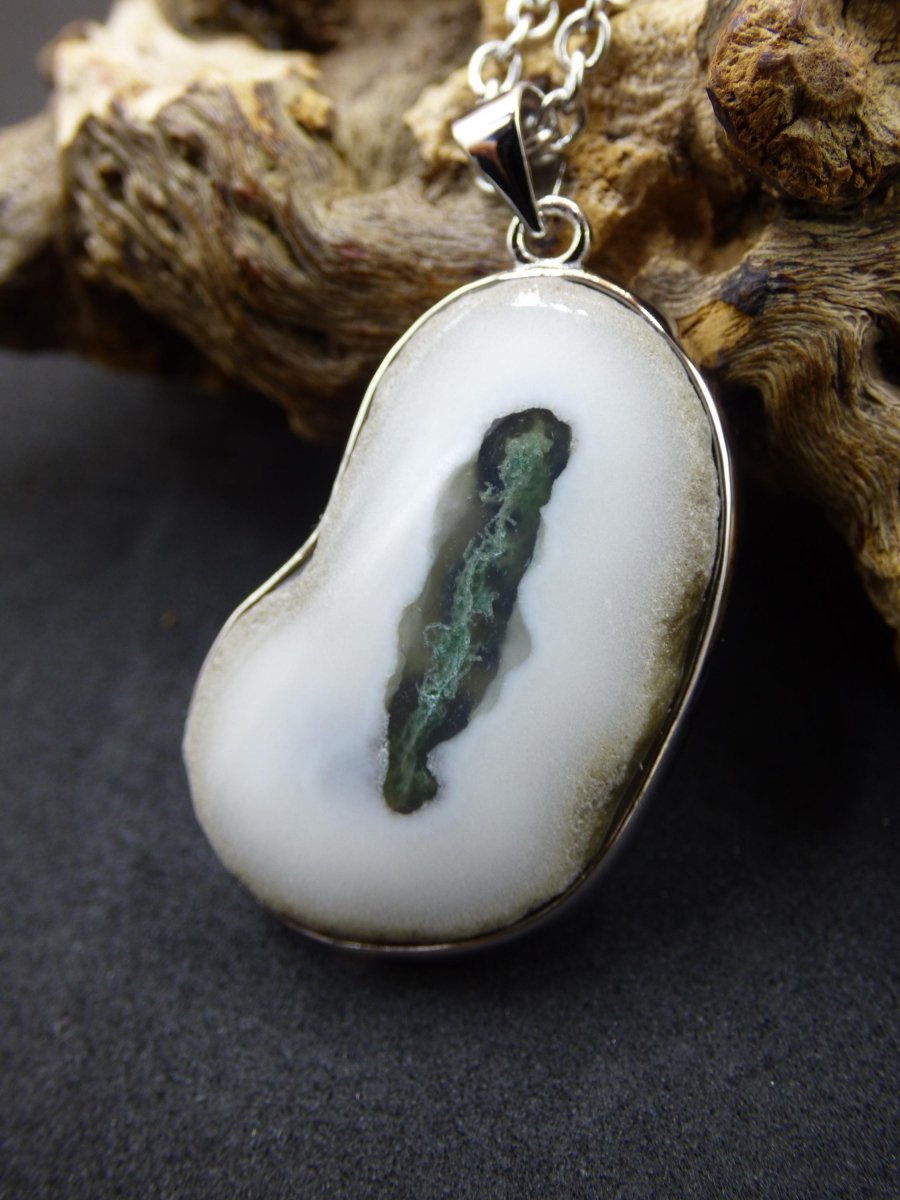 Solar Moos Quarz - 925 Sterling Silber Edelstein Kette Natur weiß Schutz Rarität Heilstein Kristall Mann Frau Er Sie Geschenk Freund Bruder - Art of Nature Berlin