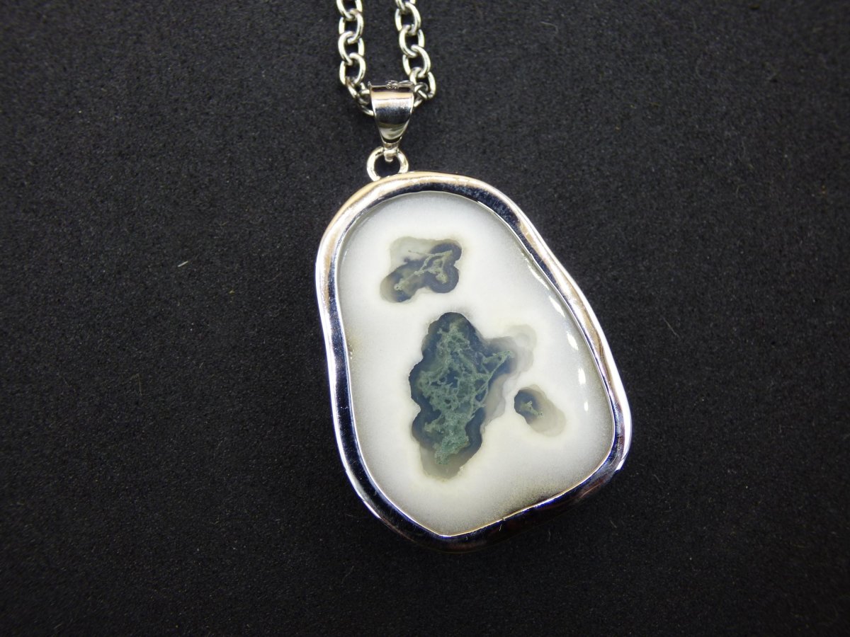 Solar Moos Quarz - 925 Sterling Silber Edelstein Kette Natur weiß Schutz Rarität Heilstein Kristall Mann Frau Er Sie Geschenk Freund Bruder - Art of Nature Berlin