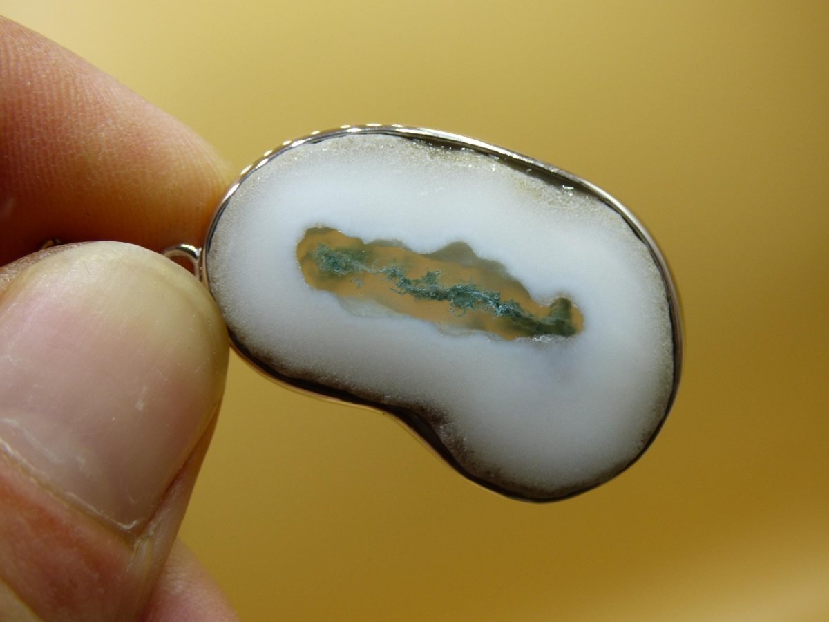 Solar Moos Quarz - 925 Sterling Silber Edelstein Kette Natur weiß Schutz Rarität Heilstein Kristall Mann Frau Er Sie Geschenk Freund Bruder - Art of Nature Berlin