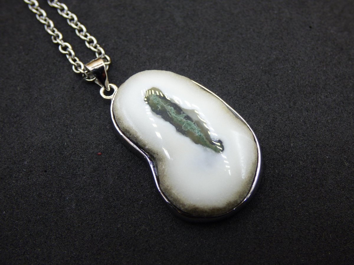 Solar Moos Quarz - 925 Sterling Silber Edelstein Kette Natur weiß Schutz Rarität Heilstein Kristall Mann Frau Er Sie Geschenk Freund Bruder - Art of Nature Berlin