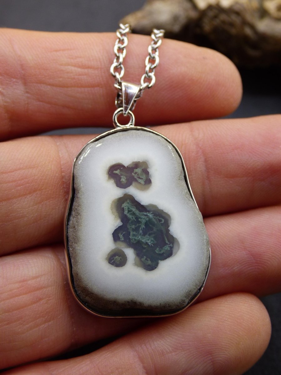 Solar Moos Quarz - 925 Sterling Silber Edelstein Kette Natur weiß Schutz Rarität Heilstein Kristall Mann Frau Er Sie Geschenk Freund Bruder - Art of Nature Berlin