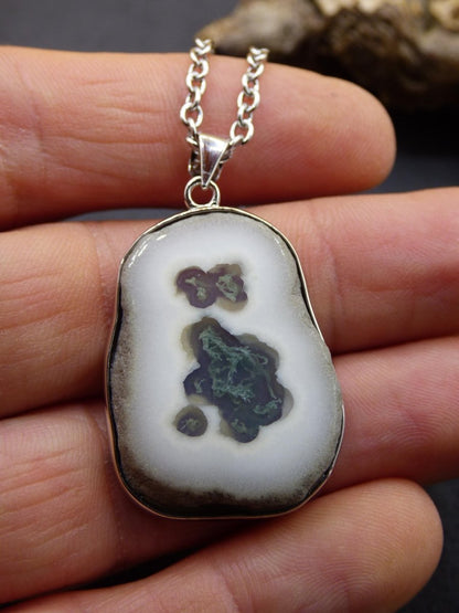 Solar Moos Quarz - 925 Sterling Silber Edelstein Kette Natur weiß Schutz Rarität Heilstein Kristall Mann Frau Er Sie Geschenk Freund Bruder - Art of Nature Berlin