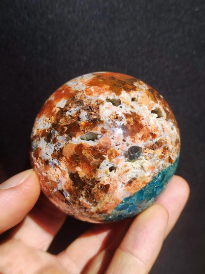 Sonnenstein + Apatit - Edelstein Kugel Deko Kristall Sphere Spielkugel Meditation HIPPIE GOA Ethno Heilstein Natur Geschenk Er Sie Mann Frau - Art of Nature Berlin