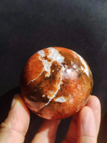 Sonnenstein + Apatit - Edelstein Kugel Deko Kristall Sphere Spielkugel Meditation HIPPIE GOA Ethno Heilstein Natur Geschenk Er Sie Mann Frau - Art of Nature Berlin