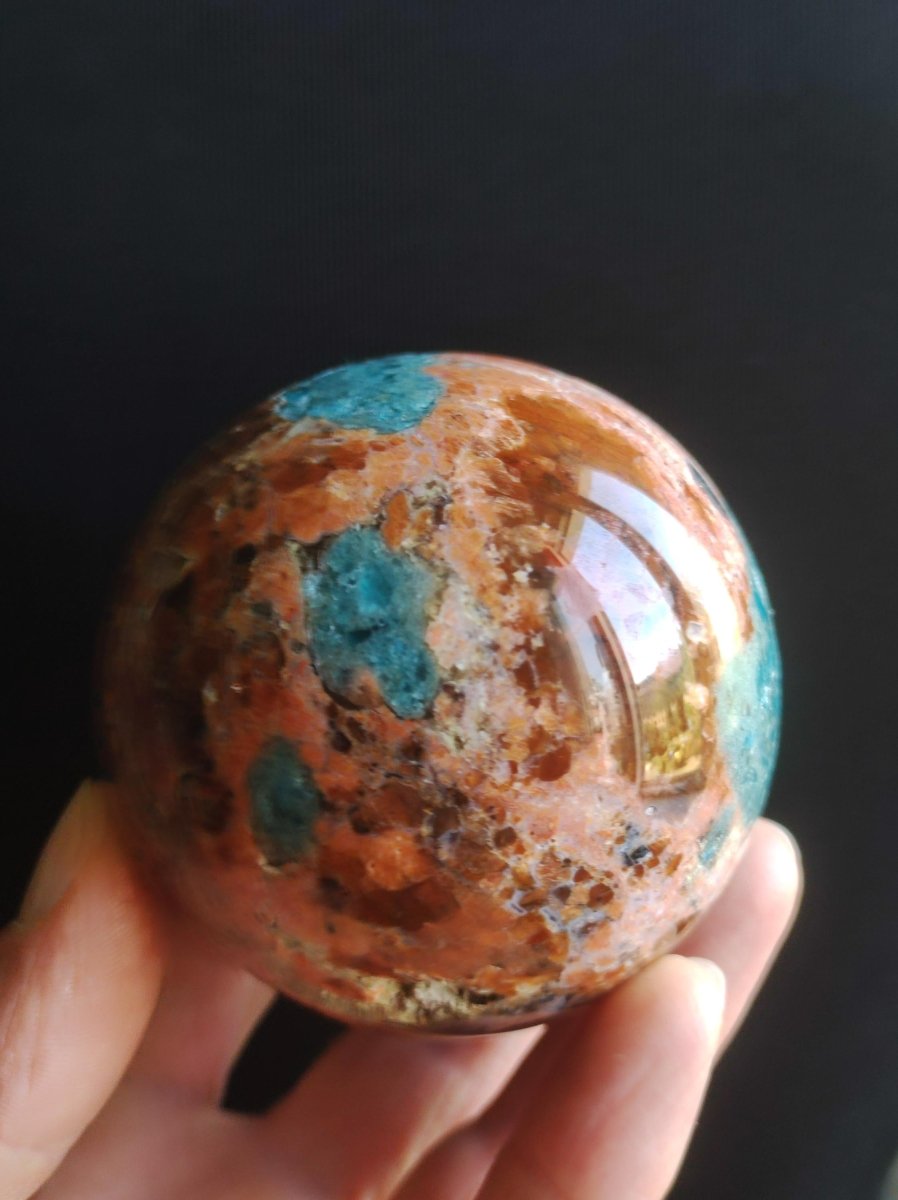 Sonnenstein + Apatit - Edelstein Kugel Deko Kristall Sphere Spielkugel Meditation HIPPIE GOA Ethno Heilstein Natur Geschenk Er Sie Mann Frau - Art of Nature Berlin