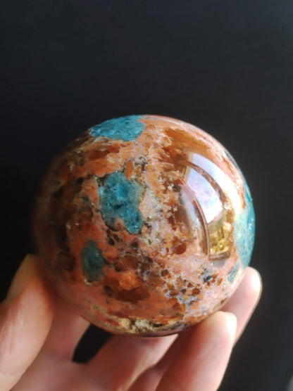 Sonnenstein + Apatit - Edelstein Kugel Deko Kristall Sphere Spielkugel Meditation HIPPIE GOA Ethno Heilstein Natur Geschenk Er Sie Mann Frau - Art of Nature Berlin