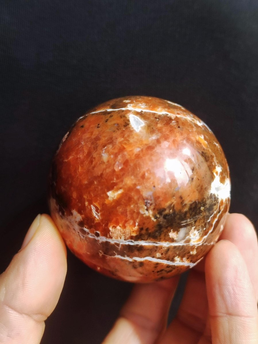 Sonnenstein + Apatit - Edelstein Kugel Deko Kristall Sphere Spielkugel Meditation HIPPIE GOA Ethno Heilstein Natur Geschenk Er Sie Mann Frau - Art of Nature Berlin