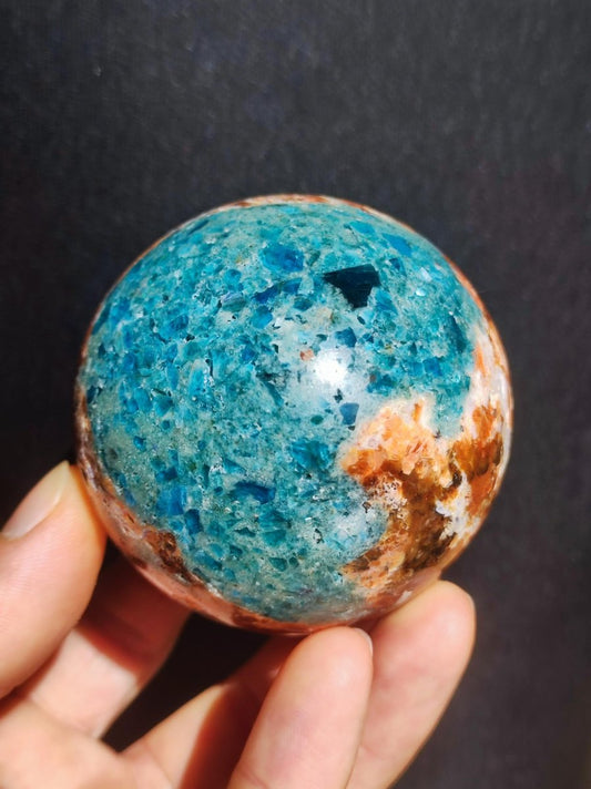 Sonnenstein + Apatit - Edelstein Kugel Deko Kristall Sphere Spielkugel Meditation HIPPIE GOA Ethno Heilstein Natur Geschenk Er Sie Mann Frau - Art of Nature Berlin