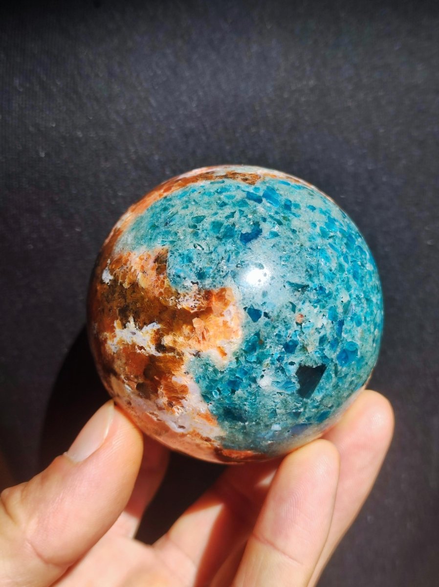 Sonnenstein + Apatit - Edelstein Kugel Deko Kristall Sphere Spielkugel Meditation HIPPIE GOA Ethno Heilstein Natur Geschenk Er Sie Mann Frau - Art of Nature Berlin