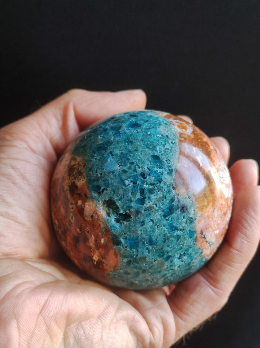 Sonnenstein + Apatit - Edelstein Kugel Deko Kristall Sphere Spielkugel Meditation HIPPIE GOA Ethno Heilstein Natur Geschenk Er Sie Mann Frau - Art of Nature Berlin