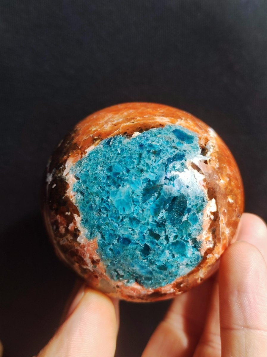 Sonnenstein + Apatit - Edelstein Kugel Deko Kristall Sphere Spielkugel Meditation HIPPIE GOA Ethno Heilstein Natur Geschenk Er Sie Mann Frau - Art of Nature Berlin