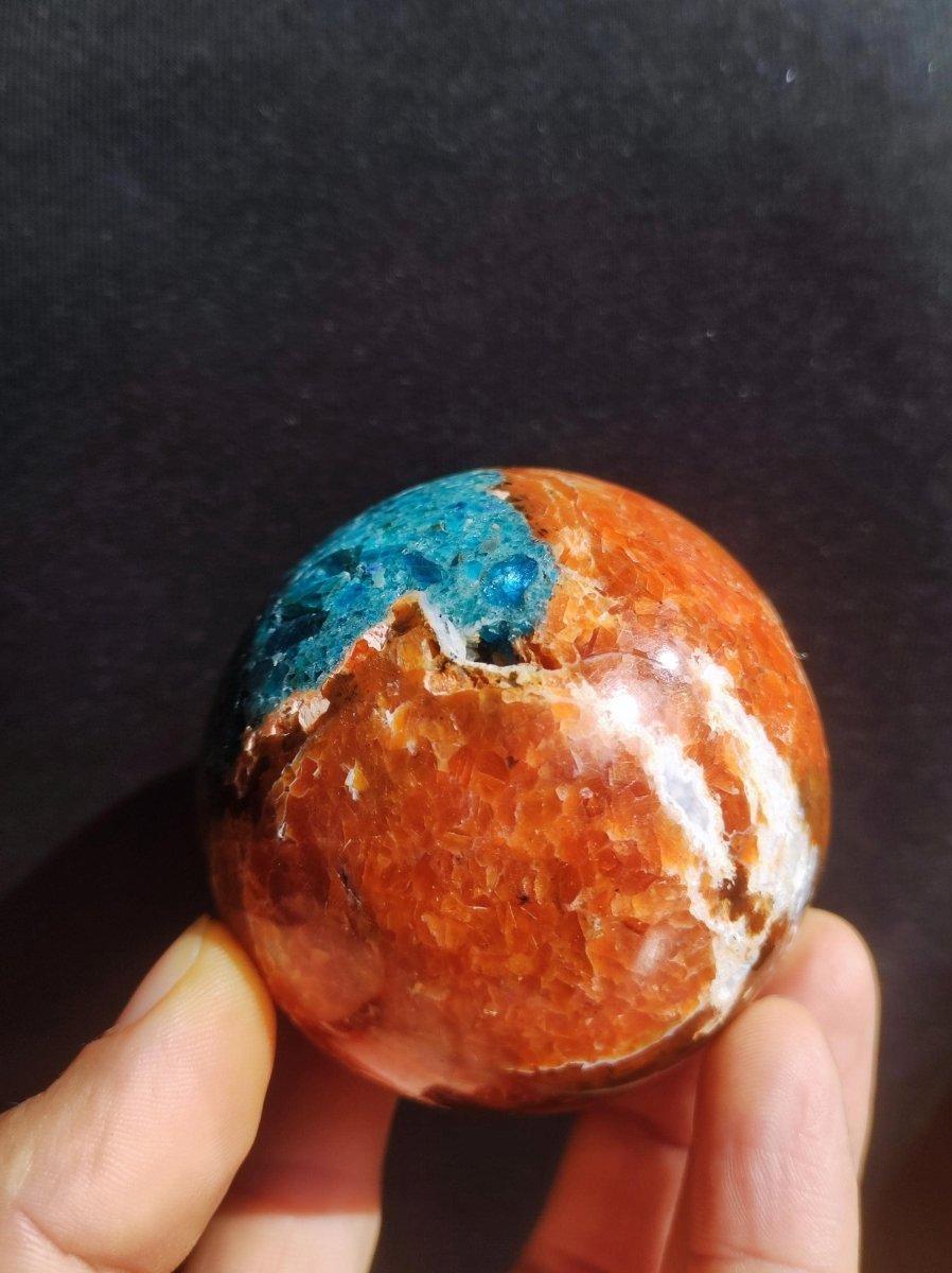 Sonnenstein + Apatit - Edelstein Kugel Deko Kristall Sphere Spielkugel Meditation HIPPIE GOA Ethno Heilstein Natur Geschenk Er Sie Mann Frau - Art of Nature Berlin