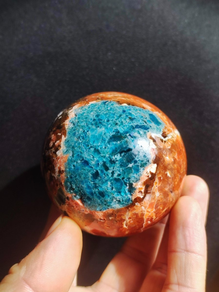 Sonnenstein + Apatit - Edelstein Kugel Deko Kristall Sphere Spielkugel Meditation HIPPIE GOA Ethno Heilstein Natur Geschenk Er Sie Mann Frau - Art of Nature Berlin